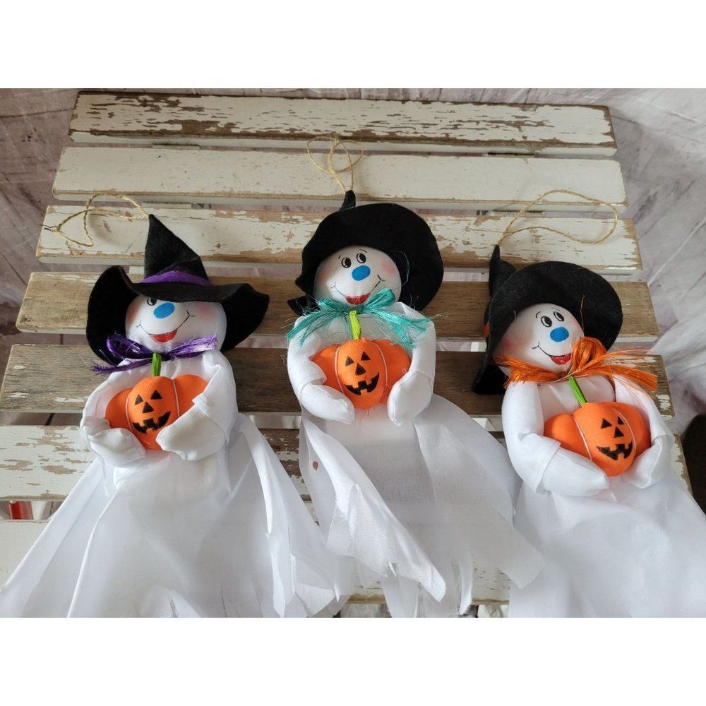Hanging country folk ghost pumpkin Halloween home decor kitchen